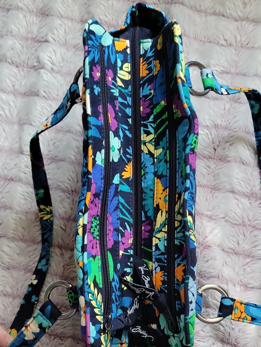 Vera Bradley Whitney Midnight Blues Floral Quilted Shoulder Bag Satchel Retired